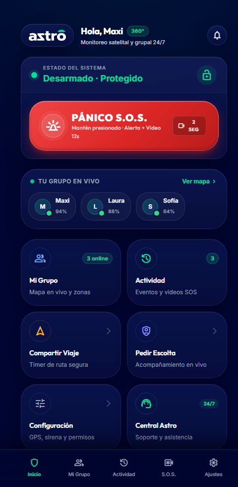 Pantalla Real App Astro 360
