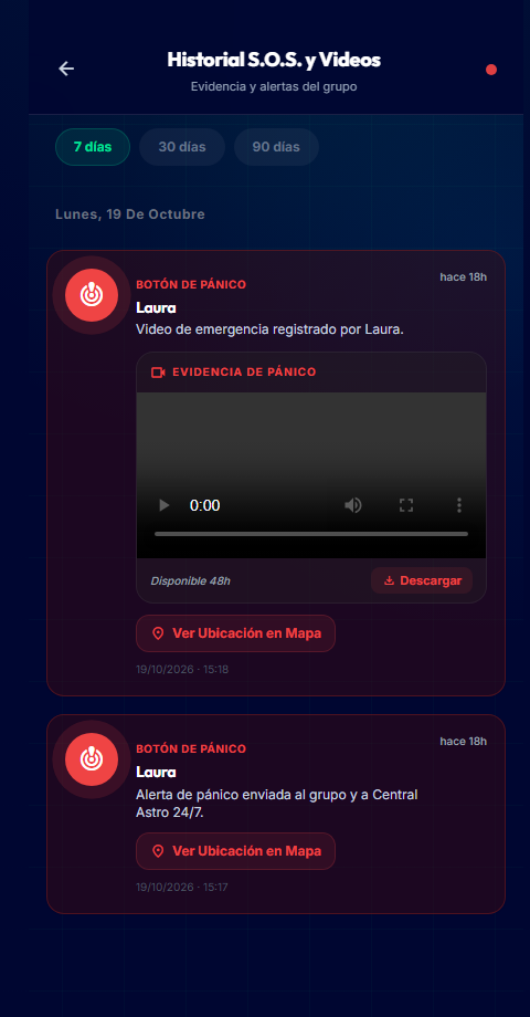 Historial SOS y Evidencia de Video